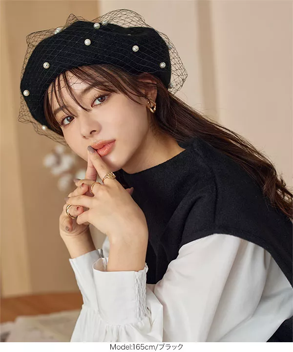 19800円→❣️ Snow flower lace beret ベレー帽 コウベレタス KOBE LETTUCE パールチュールベレー帽 [J1128