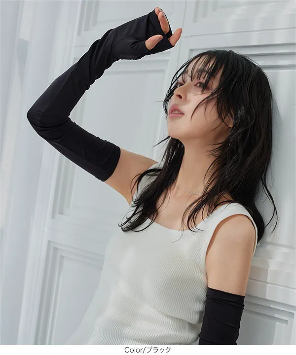 超冷感 ] 紫外線99.9%カット接触冷感ロングアームカバー [J1141