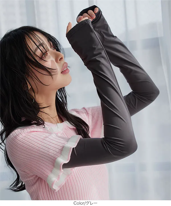 超冷感 ] 紫外線99.9%カット接触冷感ロングアームカバー [J1141