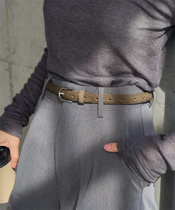 シルバーバックル スエードベルト [J1183]【メール便】