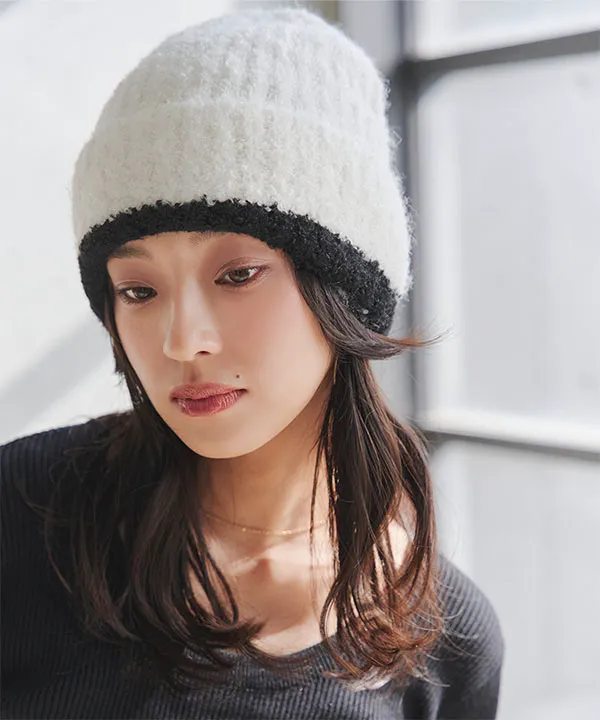 バイカラーラインニット帽 [J1199] - レディースファッション通販 神戸