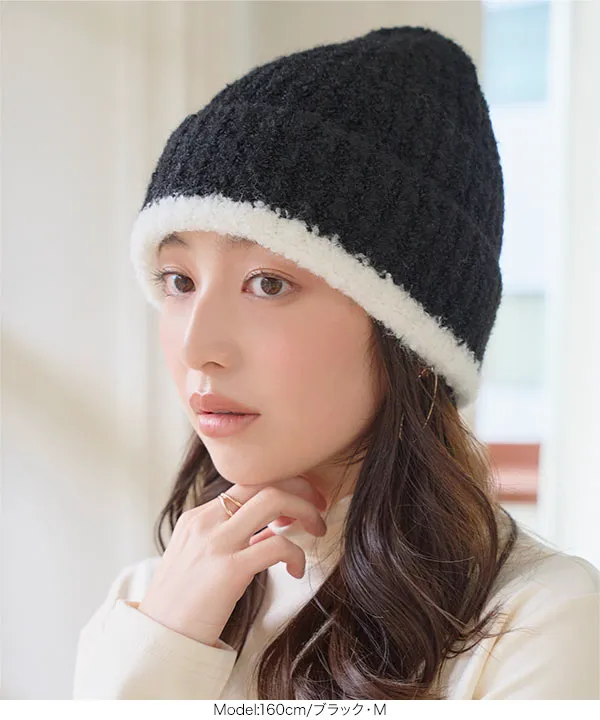 バイカラーラインニット帽 [J1199] - レディースファッション通販 神戸