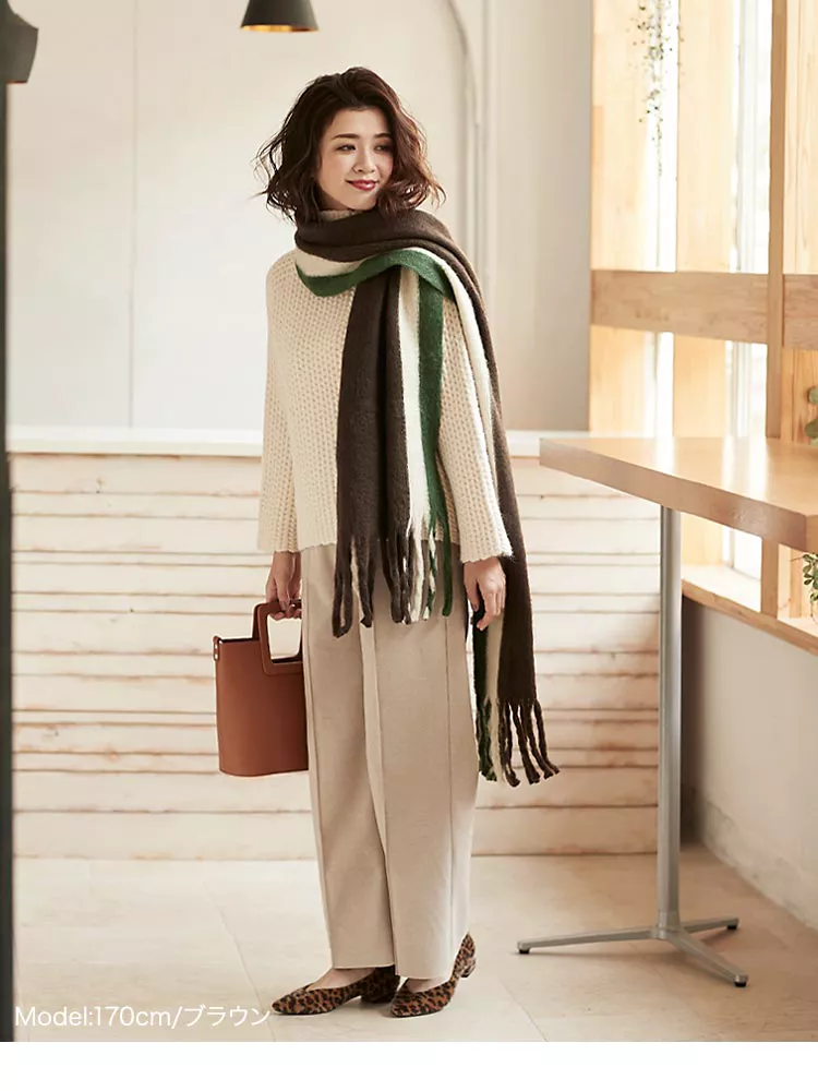バイカラーふわふわストール [J802] - レディースファッション通販