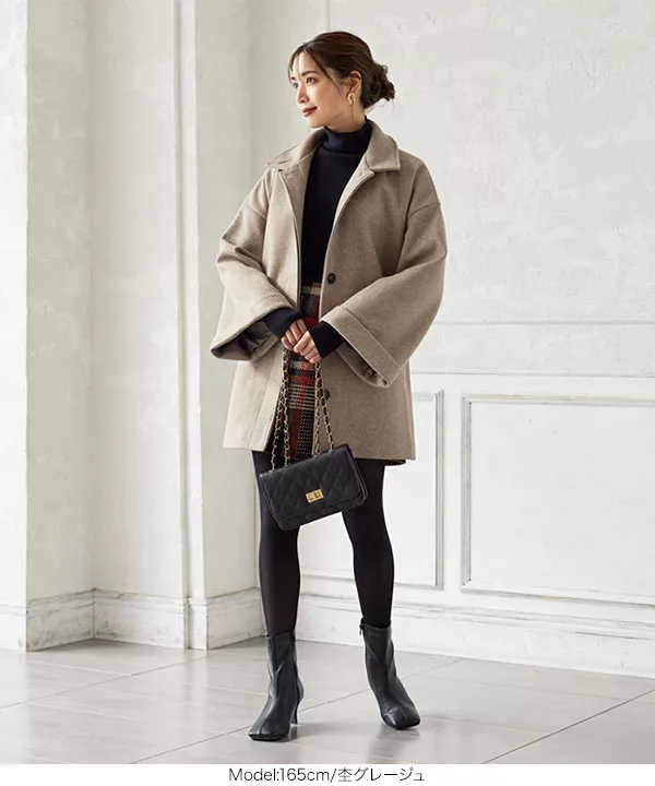 スタンドカラーミドルコート BEIGE スタンドカラーテントミドルコート】｜MELROSE CLAIRE（メルローズ