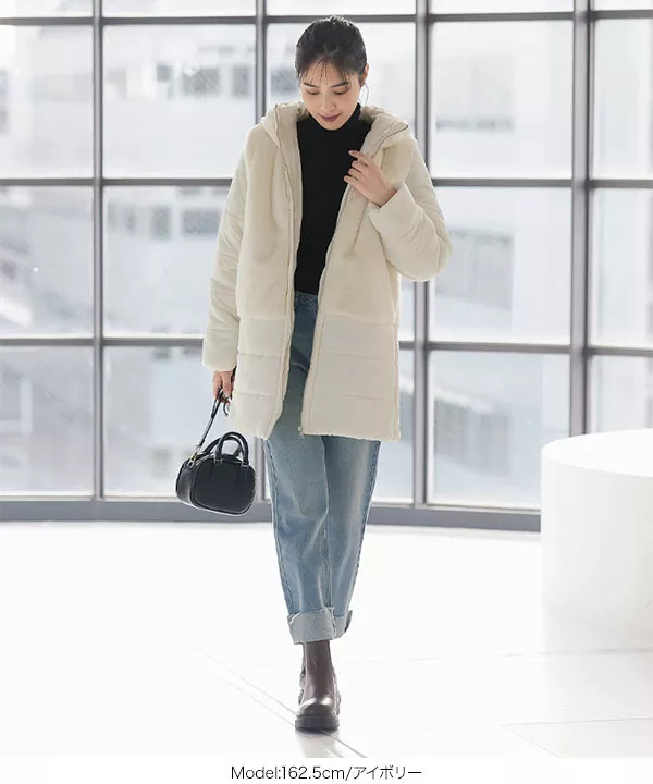ファー切替中綿コート [K1058] - レディースファッション通販 神戸