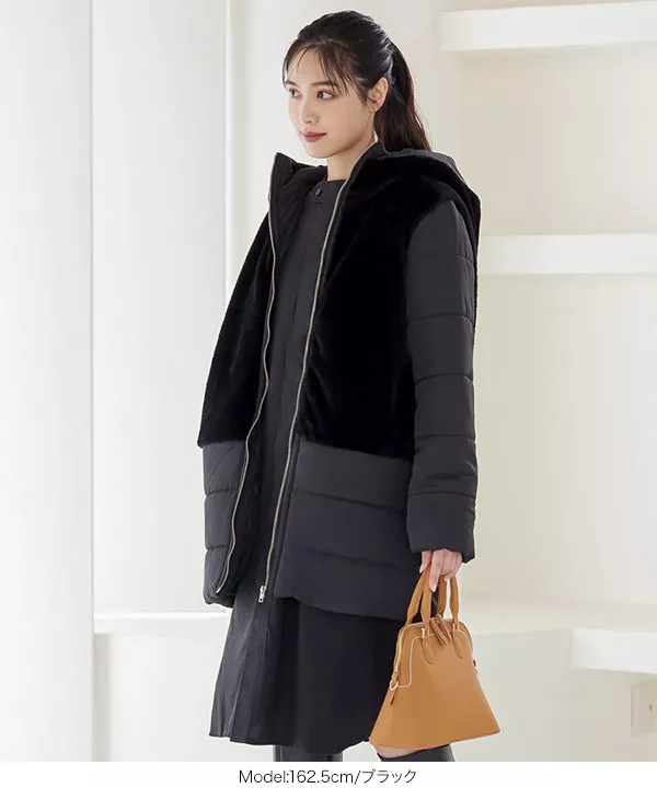 ファー切替中綿コート [K1058] - レディースファッション通販 神戸