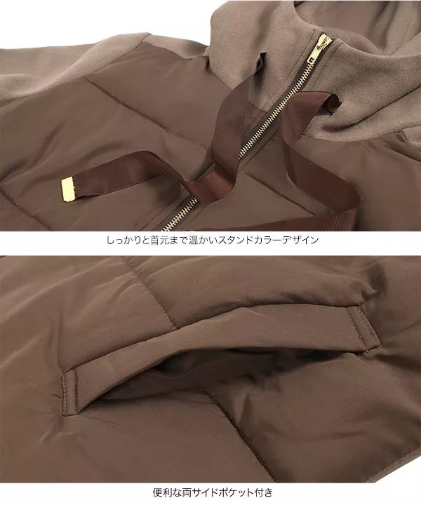フェイクウール×中綿切り替えフーディブルゾン [K1151]
