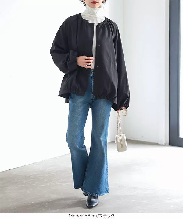 バックパールデザインフレアブルゾン [K1169] - レディース