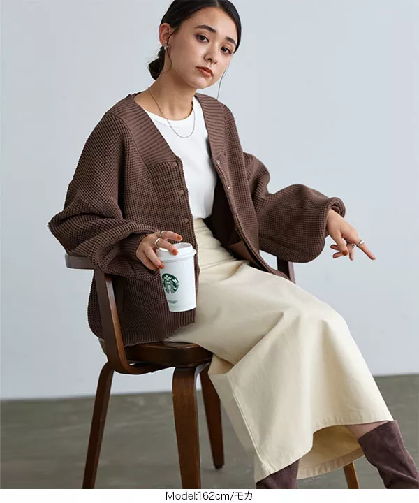 ワッフルニットブルゾン [K1174] - レディースファッション通販