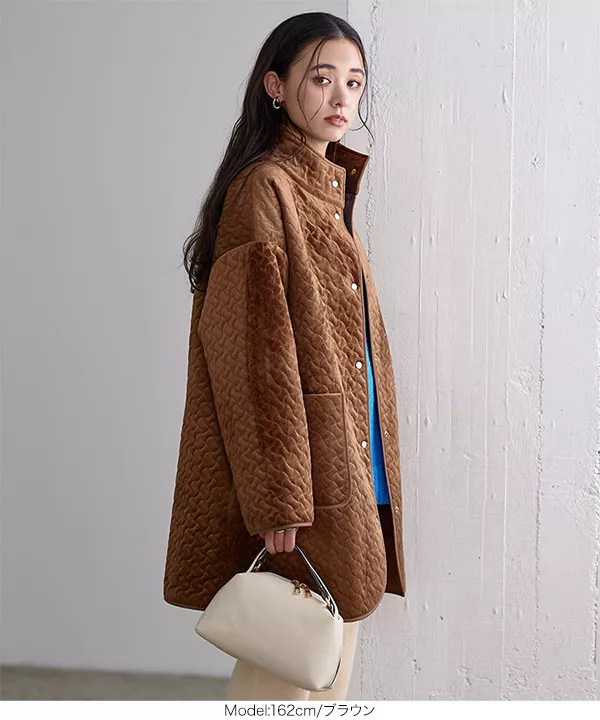 キルティングベロア中綿コート [K1206] - レディースファッション通販