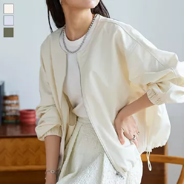 ボリュームスリーブノーカラーブルゾン [K1219]