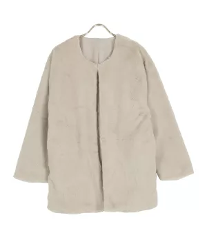 フェイクファーノーカラーコート[K1233] - レディースファッション通販