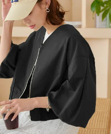 ボリュームスリーブツイルブルゾン [K1237] - レディースファッション