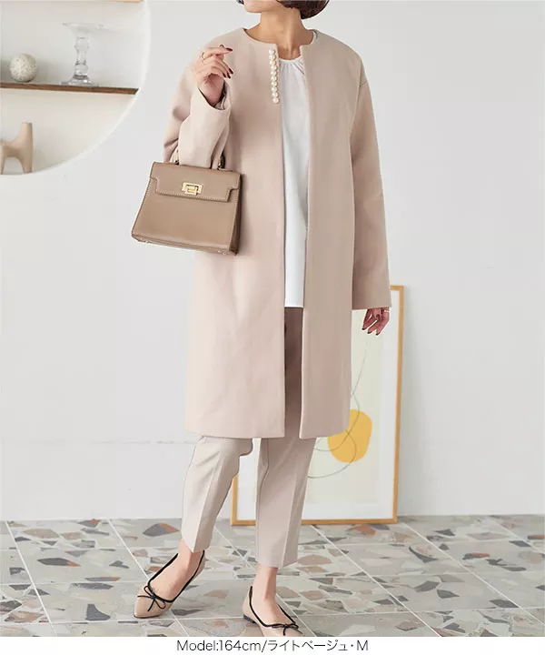 ストレッチコート ] 選べるサイズのパールデザインコート [K1241