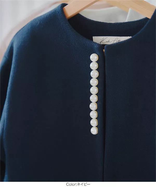 ストレッチコート ] 選べるサイズのパールデザインコート [K1241