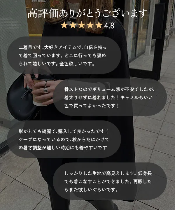 人気即完売品❗❗キャメル　神戸レタス ケープコート 楽天市場】ケープコート レディース コート アウター ノーカラー
