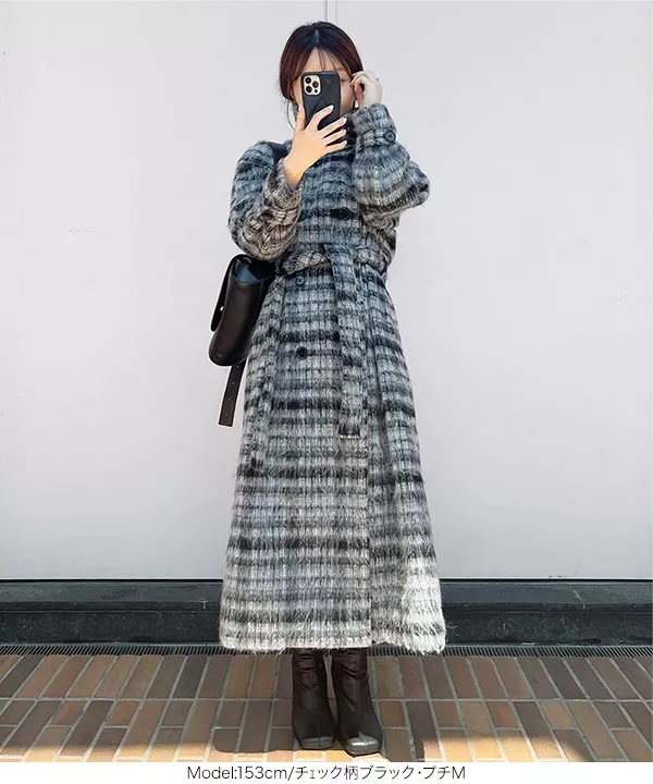 プチレタス ] スタンドカラーシャギーロングコート [K1261