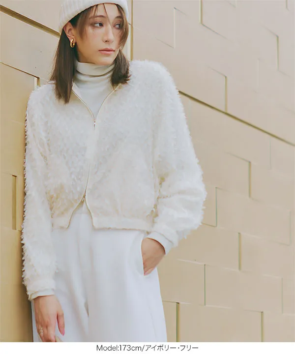 ボリュームスリーブシアーフェザーブルゾン [K1322] - レディース