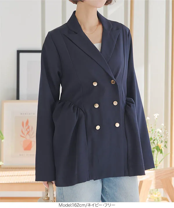 バルーンペプラムダブルボタンジャケット [K1355] - レディース