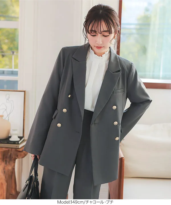 ゴールドボタンダブルジャケット | 小柄・低身長女性向け