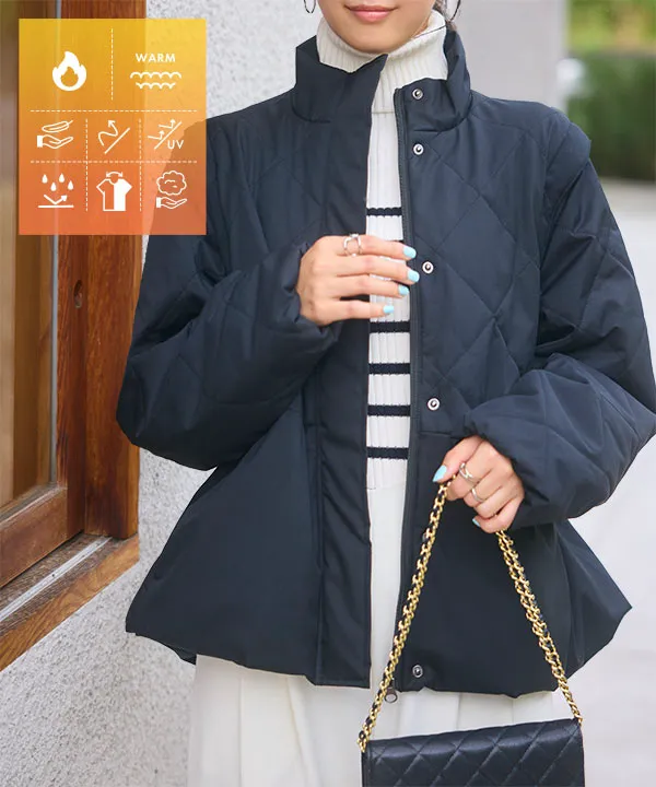 コットンリネン裏キルティング襟付きコート ネストローブ ブラック コットンリネン裏キルティング襟付きコート ネストローブ ブラック 10