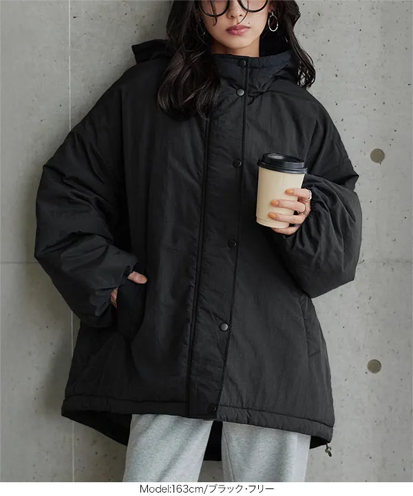 中綿フード付きロングモンスターブルゾン [K1378] - レディース