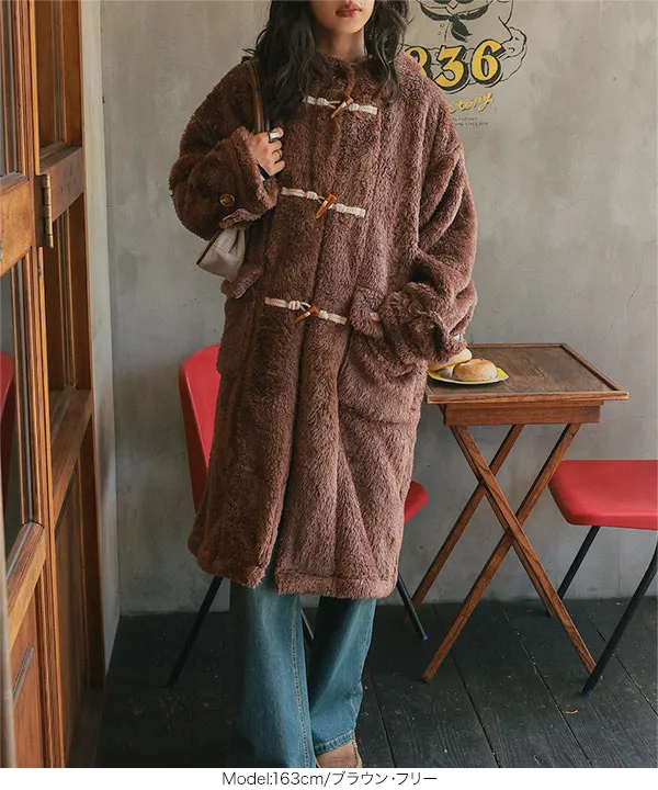 ファーフリースダッフルコート [K1384] - レディースファッション通販