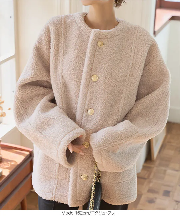 ムートンリバーシブルショート丈コート [K1394] - レディース