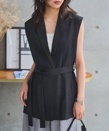 防シワテーラードジレベスト [K1395]