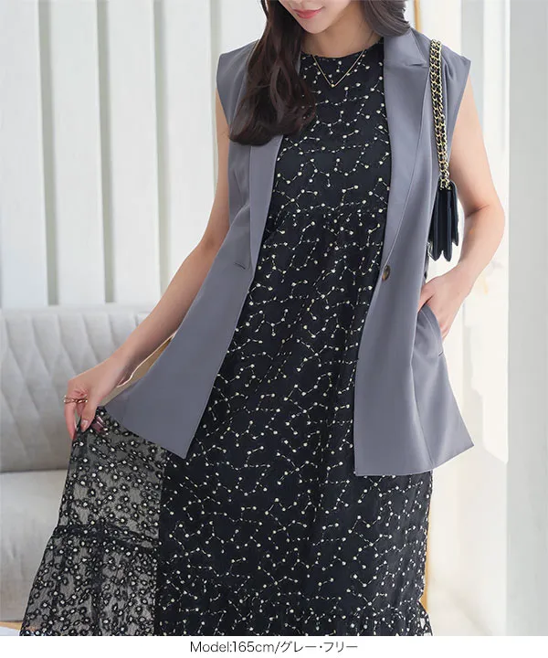 テーラーメイド：レディース：Lサイズ：ジップアップ中綿ベスト：チャコール/黒 テーラーメイド：レディース：Lサイズ：ジップアップ中綿ベスト