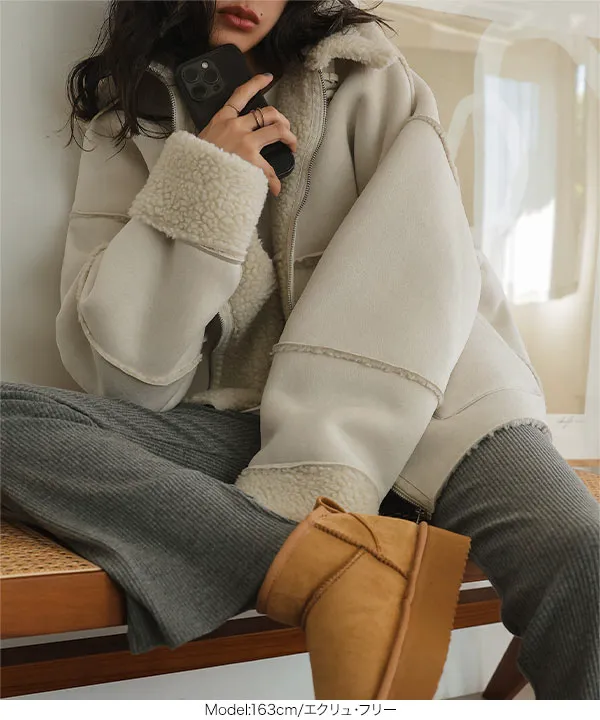 ムートンボアライダースコート [K1400] - レディースファッション通販