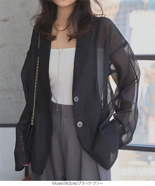 ロングスリーブシアーテーラードジャケット [K1404]| 秘密のSALE