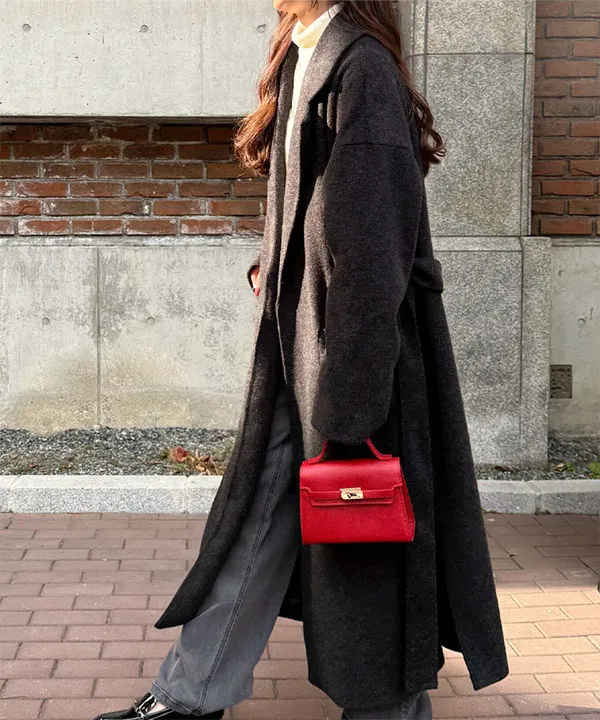 ウエストリボンデザインロングガウンコート [K1412｜今だけ送料無料