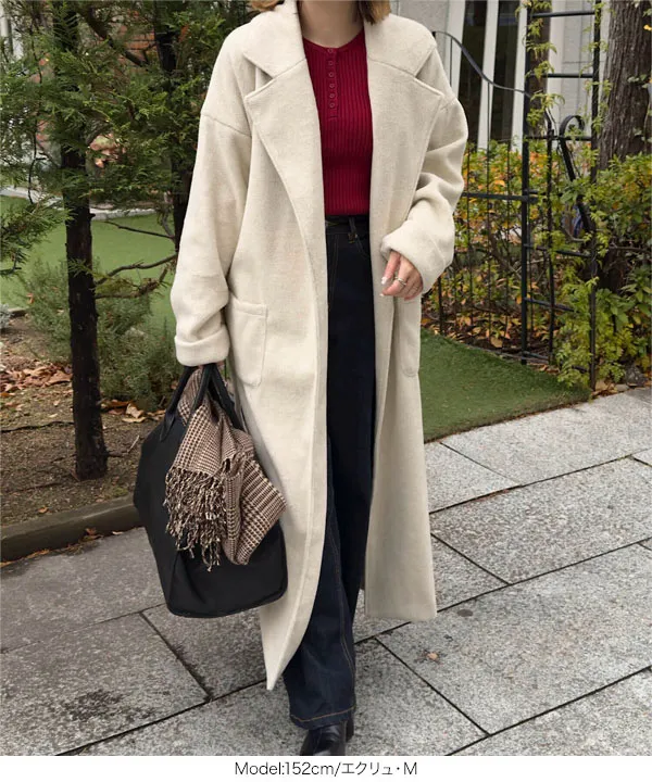 ウエストリボンデザインロングガウンコート [K1412 | 送料無料 ~1/5(月