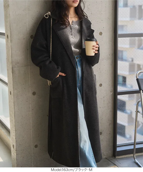 ウエストリボンデザインロングガウンコート [K1412] - レディース