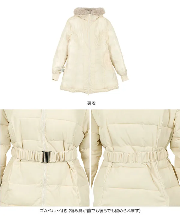 ベルト付きファーフード中綿コート [K1413] | 特別価格&送料無料 12/14