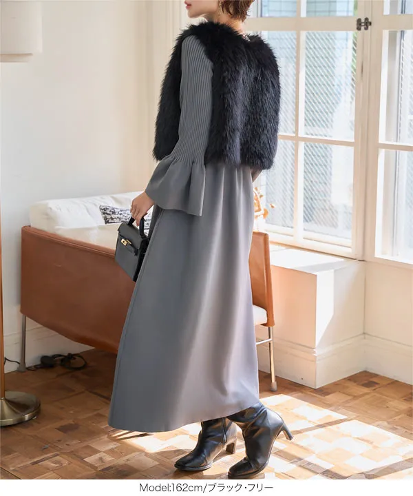 クロップドファージレベスト [K1416] - レディースファッション通販