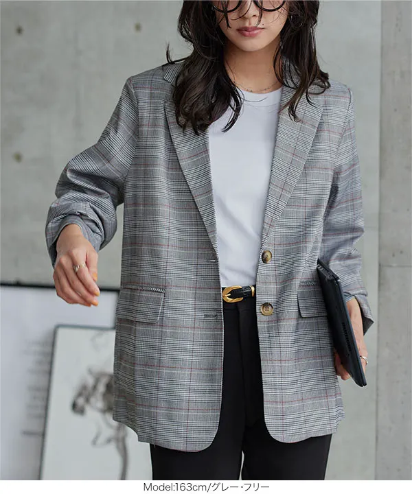 Ameri グレー チェック柄 ジャケット S チェック柄 オーバージャケット [K1417] - レディースファッション通販
