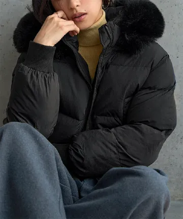 ボリュームファーショート丈中綿コート [K1422]