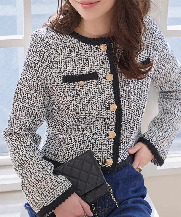 ショート丈ツイードジャケット [K1427] - レディースファッション通販