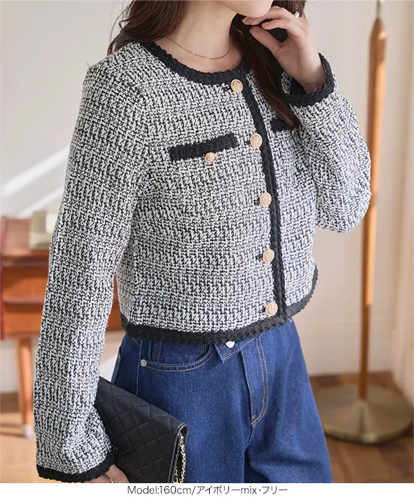ショート丈ツイードジャケット [K1427] - レディースファッション通販