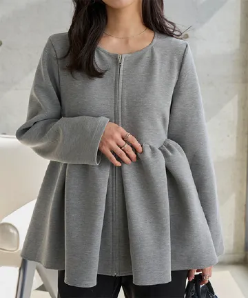 ペプラムジップブルゾン [K1430]| 特別価格&送料無料 2/24(火)12:00~2/25(水)12:00まで