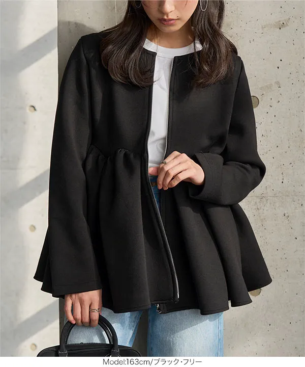 ペプラムジップブルゾン [K1430]|大好評につき送料無料！ - レディース