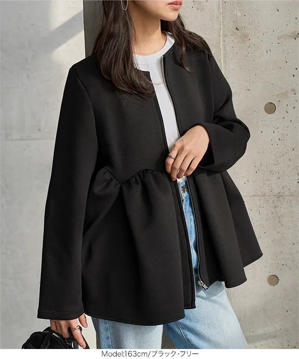 ペプラムジップブルゾン [K1430]|大好評につき送料無料！ - レディース