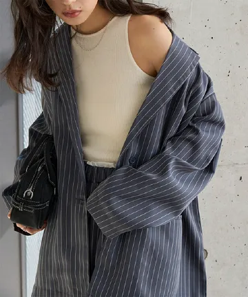 ストライプ柄テーラードジャケット [K1432]