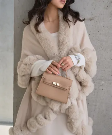 ☆☆arですm(_ _)mエムドット☆em.☆ファーケープコート☆完売品 フェイクファーケープコート [K1434]| 送料無料 1/8(木)12:00~1/9(金