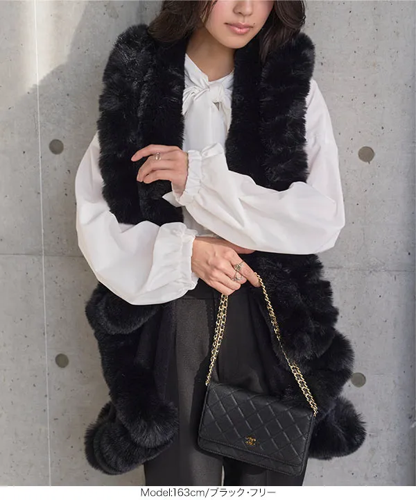 フェイクファーケープコート [K1434]| 送料無料 1/8(木)12:00~1/9(金