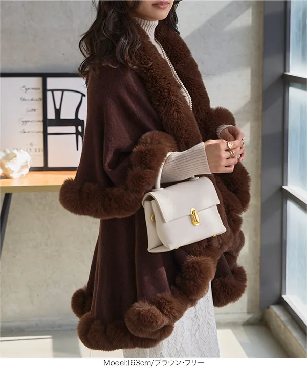 フェイクファーケープコート [K1434]| 送料無料 1/8(木)12:00~1/9(金