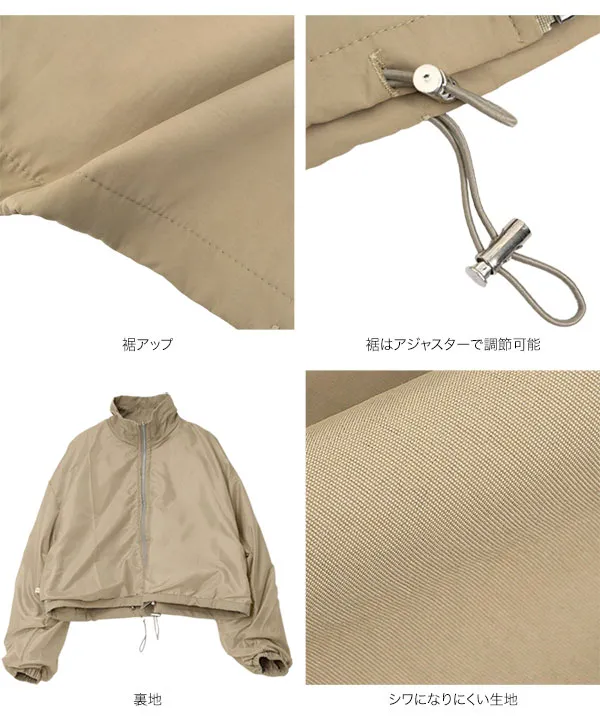 すんさん　ベージュ　ブルゾン プリーツ ライク スタンドカラー ブルゾン