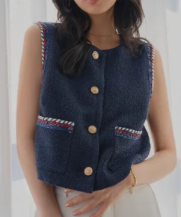 サマーツイードベスト [K1443]| 送料無料 4/21(火)12:00~4/22(水)12:00まで